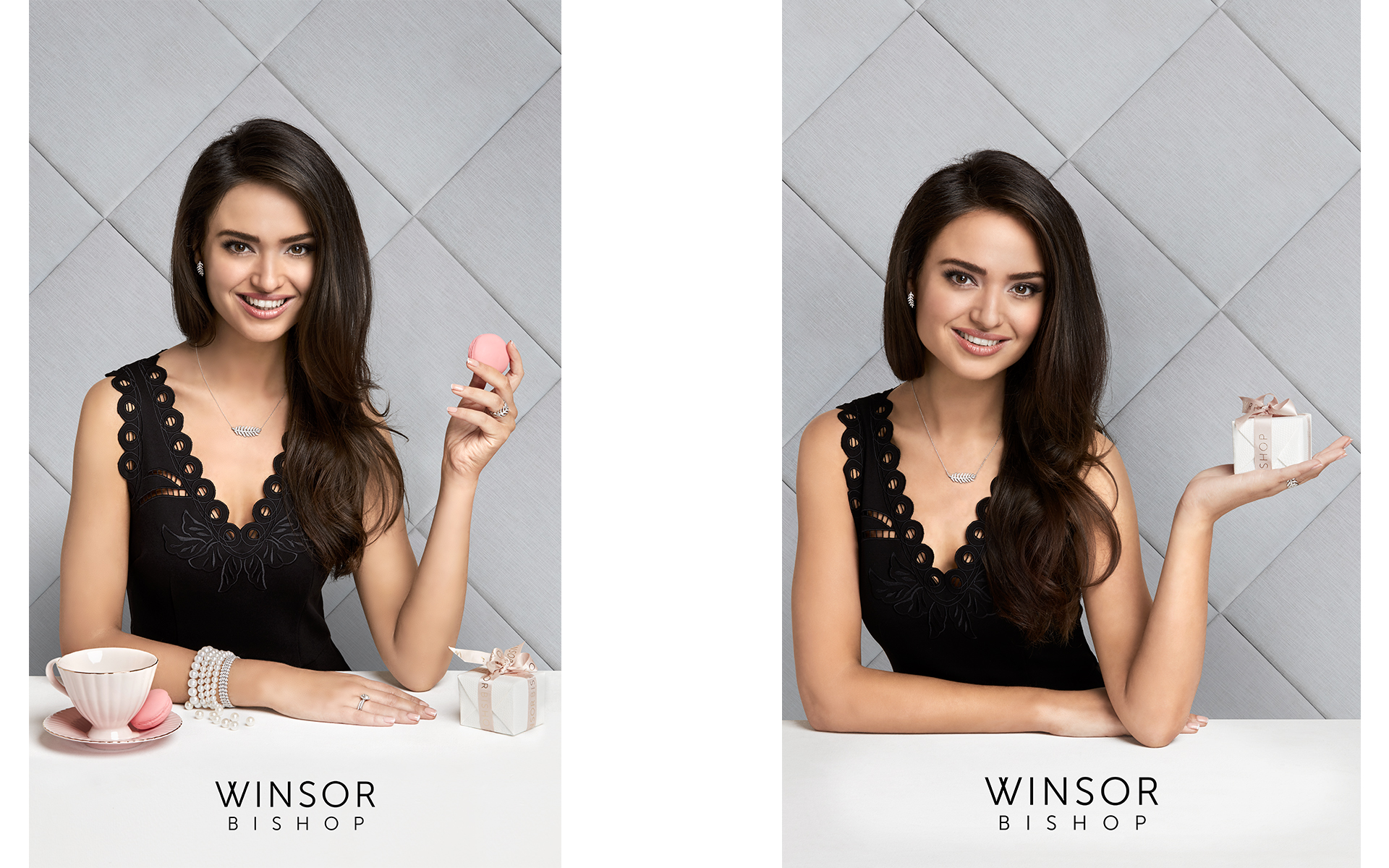 advertising jewellery photo shoot for winsor bishop & Prestons Norwich with model in  photo studio norwich